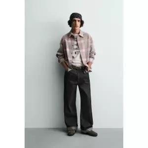 ZARA 자라 체크 코듀로이 셔츠 - 로즈핑크 / 화이트 127311