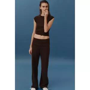 ZARA 자라 워싱 이펙트 래글런 슬리브 티셔츠 - 브라운 121479