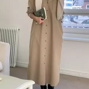 여자 셔츠핏 트렌치 루즈핏 가을오피스룩 검정 원피스_3