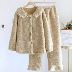 수면잠옷세트 캐주얼 여성 겨울 부드러운 수면 잠옷 홈웨어 세트