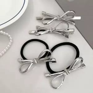 머리핀 (보리별) 메탈 리본 집게핀 헤어끈 2p 1세트