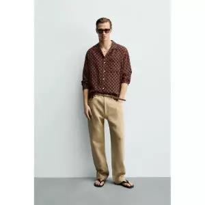 ZARA 자라 지오메트릭 패턴 루즈 셔츠 - 블랙/오렌지 127278