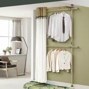 파이프 시스템 2단 행거 옷걸이 커튼 고정식