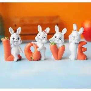 토끼 LOVE 미니어처 4P 세트 선반 테이블 꾸미기 소품 테이블소품
