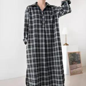 여자 가을 버튼 카라 체크 빅사이즈 옆트임 롱원피스