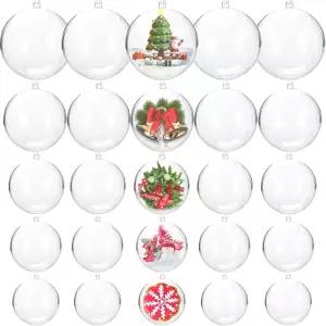 Gddochn 25개 투명 플라스틱 충전식 장식품 아크릴 공 크리스마스 결혼식 파티 홈 데코용 DIY 목욕 폭탄
