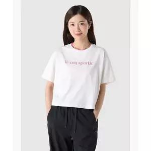 르꼬끄 LECOQ 여성 에슬레저 루즈핏 면 크롭 반팔티 - 아이보리(QQ322ORS83) QQ322ORS83_IVY0 466603