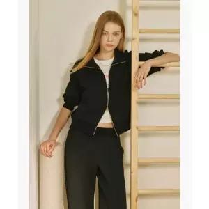 르꼬끄 LECOQ 여성 모달 더블텐션 루즈핏 하이넥 집업 - 블랙(QQ322OFT81) QQ322OFT81_BLK0 466136