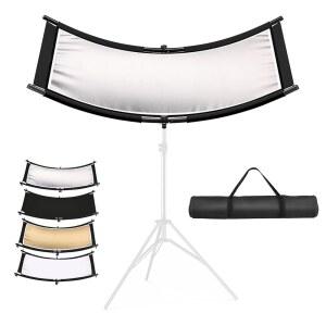 순포 클램쉘 라이트 리플렉터 디퓨저 43X20인치 110X50CM 캐리백 포함 아클라이트 커브드 조명 사진 스튜디오 비디오 초상화 헤드샷 촬영 화이트 실버 골드 블랙