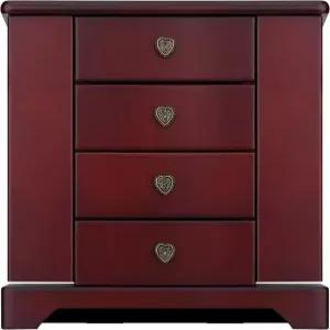 RR 라운드 리치 디자인 주얼리 박스 - 캐비닛 타입 4 서랍 정리함과 측면에 문 2개가 있는 단단한 나무로