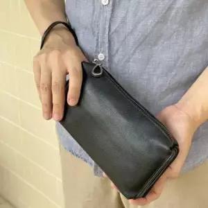 [패션] 가죽 미니 클러치백 손목 스트랩 카드보관 핸드폰백