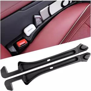 샌드프렌 카시트 갭 필러 낙하 방지를 위한 후크 및 충전 개구가 있는 2PCS PU 가죽 차량 시트 틈새 차단기