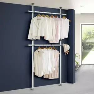 옷걸이 폴 고정식 행거 파이프 봉 시스템 2단