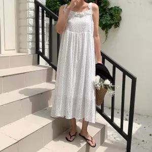 여자 여름 러블리 쿨 쉬폰 도트 프릴 민소매 롱원피스