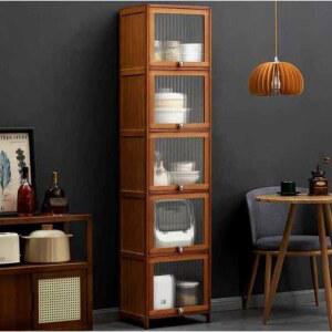 원목그릇장 접시장 다기 옛날 (줄무늬)3단 30CM 레트로 진열장 찬장