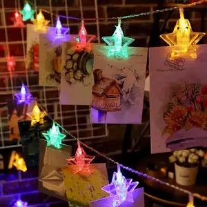 전구 40구 LED 별 집게 전구(6M) (컬러) (점멸)