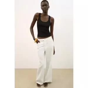 ZARA 자라 슬리브리스 립 탑 - 블랙 121456