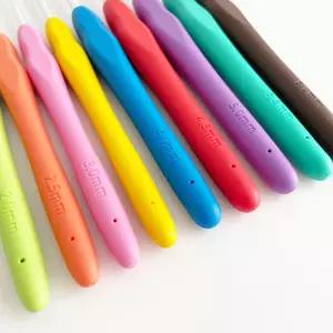 뜨개질 수예 뜨개질바늘 2.0 6.0mm 코바늘 9종 세트 실리콘 손잡이 컬러 규격별 구성