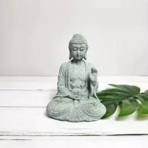 불교용품 미니 석상 좌불석 소형 인테리어 소품 명상 불상 석조 장식품 거실 선반 장식