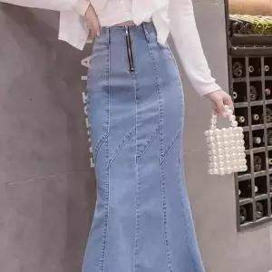 [옷은날개] 절개라인 청치마 데님롱스커트