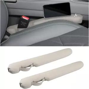 Zpana 2PCS 카시트 갭 필러 스트랩 고정이 있는 가죽 차량 시트 측면 플러그 낙하 방지 탄성 자동차 틈새