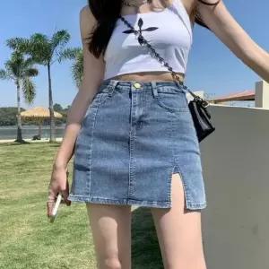 [옷은날개] 여성 A라인 데님스커트 미니 숏 청치마