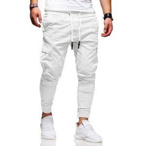 남성 캐주얼 팬츠 - 하이킹 및 야외 레크리에이션용 코튼 치노 카고 팬츠, 트윌 트랙 조깅용 드로스트링 스웨트
