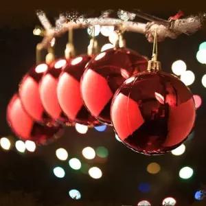 [마이모노샵][마이모노샵] 6p 레드 은은한 색감의 유광볼8cm 크리스마스 트리볼 (26141455)