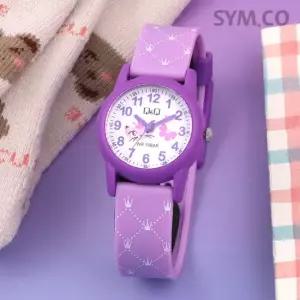 큐앤큐 VR99J-014Y 학습에 좋은 큐티 캣 캐릭터 어린이 아동 우레탄 시계 d4