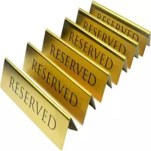 레스토랑 결혼식 예식 및 이벤트를 위한 골든 메탈 테이블 상단 예약 표지판 양면 텐트 6x1.75인치(6팩)