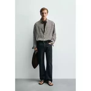 ZARA 자라 루즈핏 체크 셔츠 - 브라운 127261