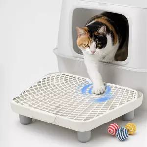 쓰레기통 계단 미끄럼 방지 베이스 및 가드 고양이가 있는 경사로 3.5인치/9cm 높이 먼지 제어 사다리꼴 PP