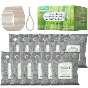 활성탄 냄새 흡수제(대형 12팩 각 100g) 천연탄 가방 흡수제 가정용 대나무 공기 정화 봉투 냉장고 캐비닛