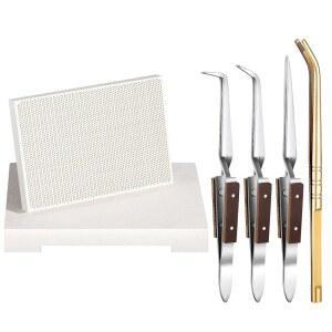 기사파이 6개 납땜 주얼리 만듭니다 벌집 용융 구리 집게 용접 블록 포함되어 3개가 도구 1개 리버스 보드 세라믹 키트에는 핀셋 있으며 2개 용품을 주조