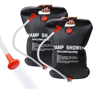 DkOvn 솔라 샤워백 5갤런/20L 캠핑 탈착식 호스가 있는 휴대용 해변 수영 야외 여행용 온오프 스위치형 샤워