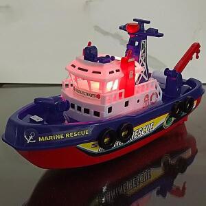 고품질 깜박이는 불빛 전기 배 장난감 자동 조향 사실적인 보트 LED 조명 사운드 크루즈