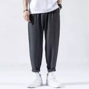 남성 9부 밴딩 배기 일자바지 롤업7부 일자팬츠 3컬러 아웃도어 레저팬츠 밴딩 면바지