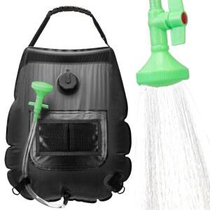 펜산 솔라 휴대용 샤워백 5갤런/20리터 태양열 난방 실외 캠핑 온오프 전환형 샤워 및 탈착식 호스로 하이킹 여행 해변 수영에