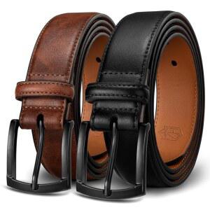 지탈리 남성 벨트 2팩 - 업무용 가죽 디자인 및 캐주얼 골프 청바지 남성용 일상복, 선물