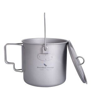 우샤레도 야외 750ml - 2900ml 티타늄 냄비 뚜껑 접이식 베일 손잡이 캠핑 하이킹 피크닉 초경량 물병 컵 머그잔 스포크 세트