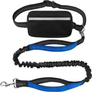 Ljovy 핸즈 프리 개 목줄과 허리 벨트 및 대형 지퍼 파우치 산책 달리기 하이킹을 위한 반사 스티칭 이중