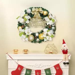 PrimeBulk 골드포인세티아 60cm 크리스마스 리스 DIY