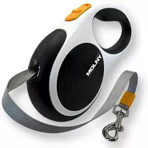 반려동물을 위한 접이식 개 목줄 최대 66파운드 16인치 헤비 듀티 반사 나일론 테이프 엉킴 방지 원 버튼