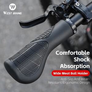 호환 웨스트 바이킹 자전거 그립 충격 흡수 소프트 TPE 핸들바 잠금 인체공학적 편안한 MTB 로드 사이클링