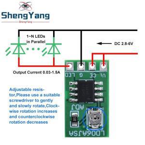 TZT 30-1500MA 조정 가능한 정전류 LED 드라이버 DC 3.3V 3.7V 4.2V 5V PWM 제어 보드 벅 전원 모듈