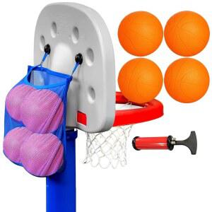 펌프가 장착된 갈바녹스 미니 고무 농구공(7인치), 리틀 틱 농구 후프용으로 설계된 메쉬 보관 가방 포함