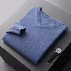 엘럽 캐주얼 남친 울 니트 빅사이즈 도톰 풀오버 브이넥 비즈니스 컬러 퓨어 원템1