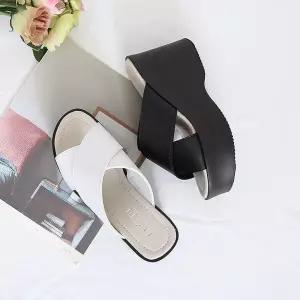 여성 통굽 엑스 편한 슬리퍼 사무실실내화 10cm 2컬러 mOu6+2uQC