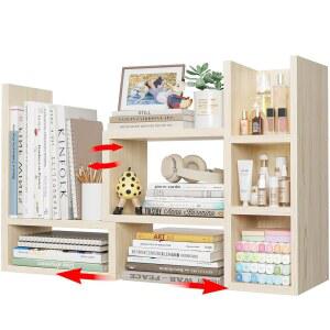 Nutikas 책상 선반 데스크톱 정리함 Shlef 및 액세서리 코너 책장 테이블 상단 작은 허치 장식을 위한 내추럴 우드 톤