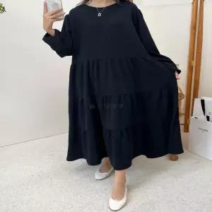 여자 가을 겨울 주름 플리츠 절개 캉캉 롱 원피스